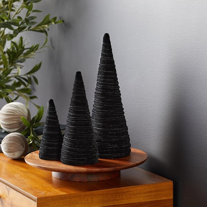 Your Heart's Content Black Velvet Trees Set of 3, Handcrafted Mantel Decor, Valentine Tree Tablescape, Holiday Table Centerpiece, Minimalist Shelf Sitter, Elegant Gift for (Black) - Image 6