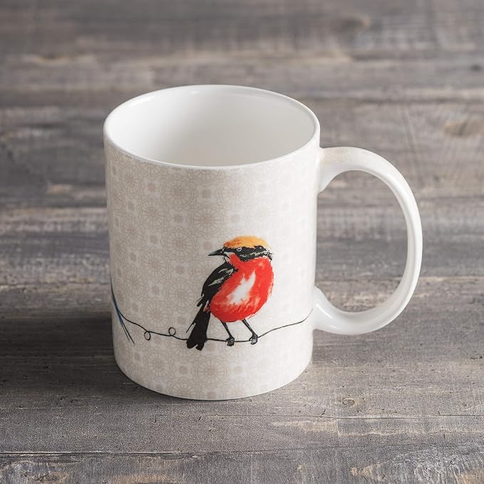 Maison d' Hermine Coffee Mug with Handles Tea Cups (12 Ounce, Pack of 1) | Fine Bone China Coffee Mugs for Hot Beverages Cappuccino Latte Home Restaurant Spring Summer -Birdies on Wire - Nuthatch - Image 7