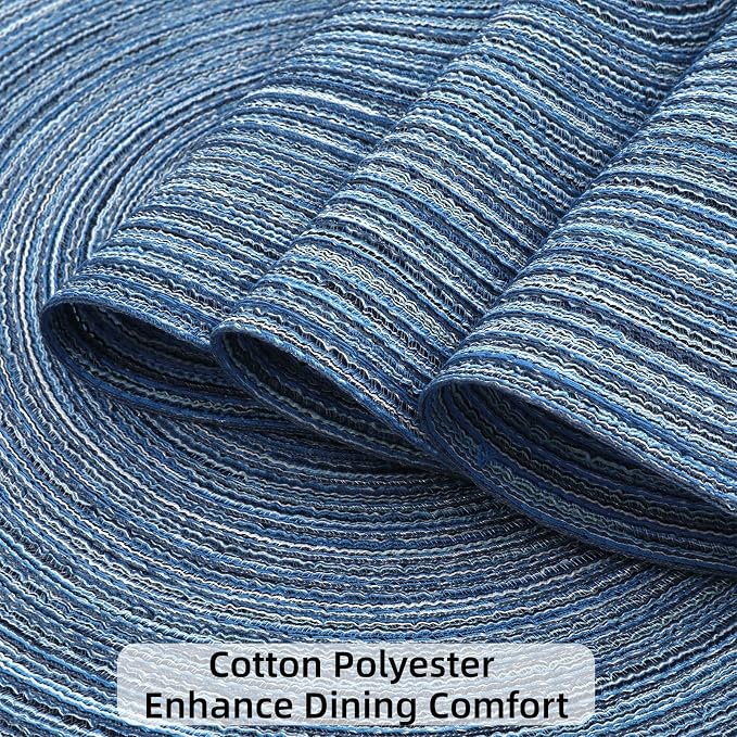 SHACOS Round Braided Placemats Set of 12 Circle Place Mats Cotton Polyester Kitchen Table Mats for Dining Table Wedding Party Decor (Blue Gray, 12) - Image 5