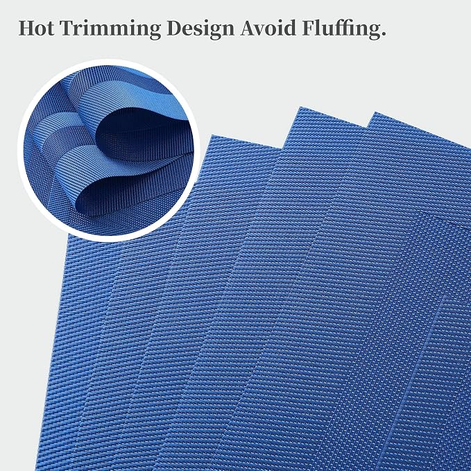 Leetaltree Blue Frame Placemats Set of 8 - Heat Resistant Non-Slip Place mats for Dining Table, Washable Durable PVC Vinyl Woven Table Mats（Blue Frame, 8） - Image 3