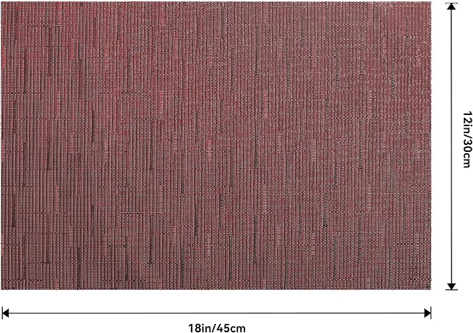 Leetaltree Burgundy Placemats Set of 6 - Heat Resistant Non-Slip Place mats for Dining Table, Washable Durable PVC Vinyl Woven Table Mats（Burgundy, 6） - Image 9