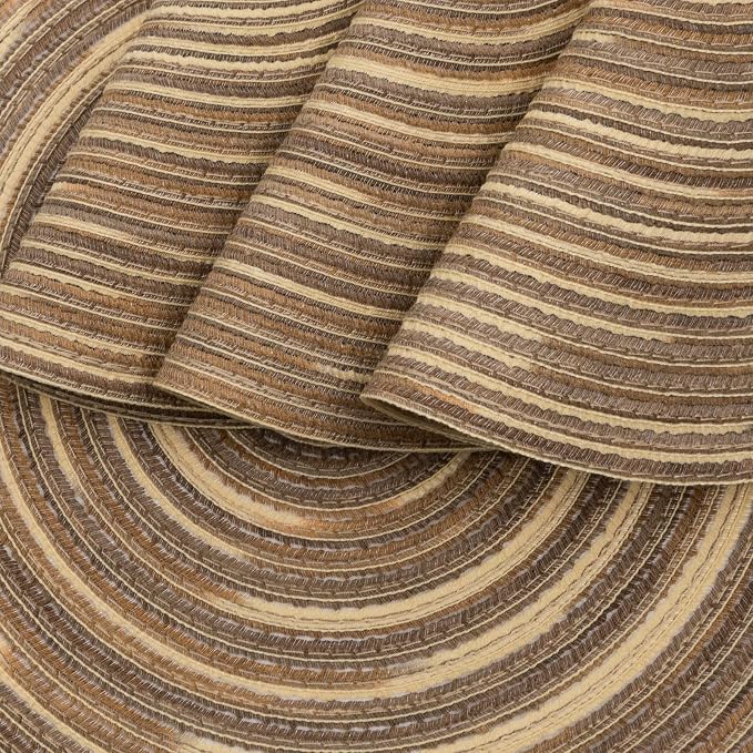 SHACOS Round Braided Placemats 15 inch Set of 4 Variegated Washable Kitchen Table Place Mats Table Mats for Home Wedding Party (Rainbow Brown, 4) - Image 4