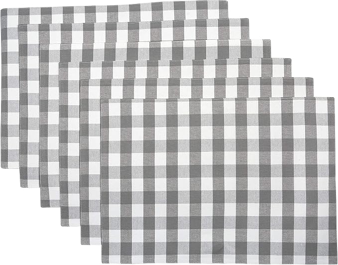 Urban Villa Two Tone Placemat Cotton Tablemat 14x20 (Set of 6) Grey/Wht by CottonTrends