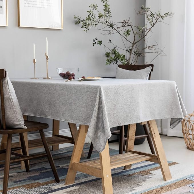 Home Brilliant Square Tablecloth Grey Solid Farmhouse Checker Table Covers for Party Kitchen Indoor Outdoor Table Clothes for Dining Table, 52 x 52 inch, Light Gray - Image 3