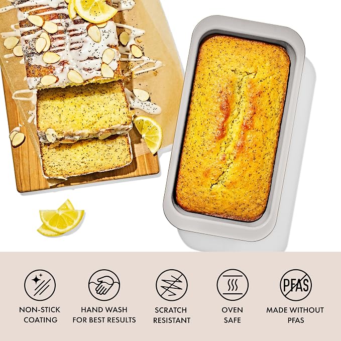 OXO Good Grips Non-Stick Pro Ceramic Coated Metal Bakeware 1Lb Loaf Pan – Biscuit - Image 2