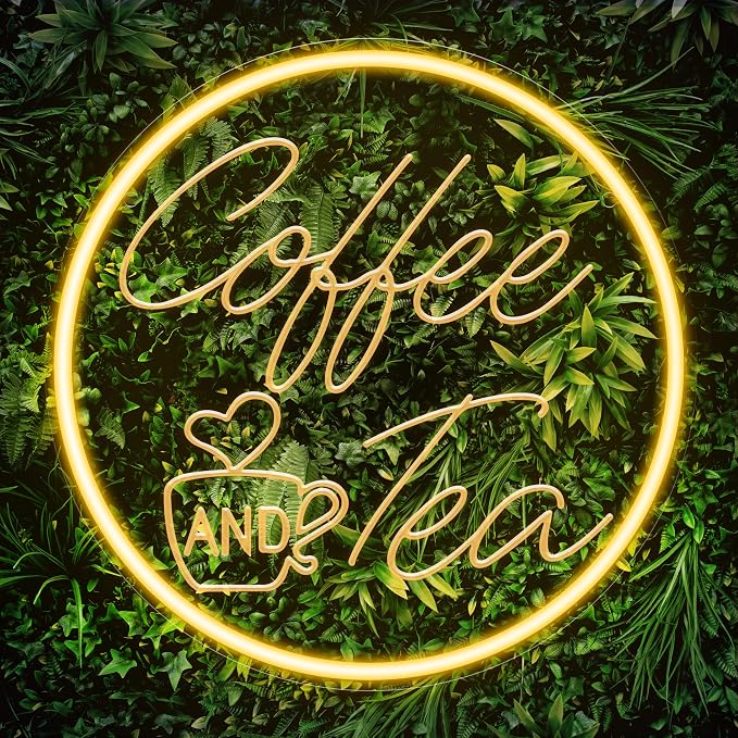 Kavaas Coffee and Tea Neon Signs 11.8"x 11.8", 3D Carved Coffee Neon Sign for Cafe Station, Tea Bar, Kitchen Decoration - Best Gifts for Birthday, Housewarming, Christmas by Kavaas