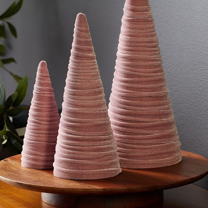 Your Heart's Content Blush Velvet Trees Set of 3, Elegant Mantel Accent, Teen Girl Coquette Room Decor, Handcrafted Gift for, Valentine Tablescape, Cozy (Blush) - Image 4