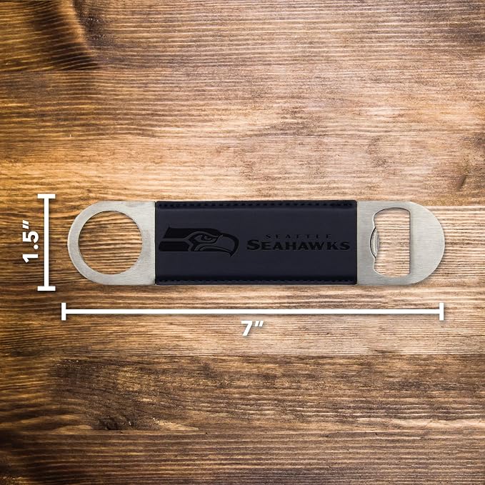 Rico Industries NFL Laser Engraved Bar Blade Faux Leather Laser Engraved Bar Blade - Great Beverage Accessory for Game Day - Image 4