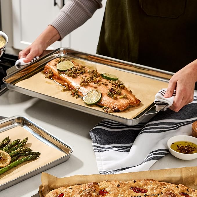 All-Clad Stainless Steel Baking Half Sheet Pan 11.5" x 17" - Tri-ply Bonded for Consistent Baking- (Roast, Bake Cookies, Brownies and More) Professional Stainless Steel Bakeware - Image 7