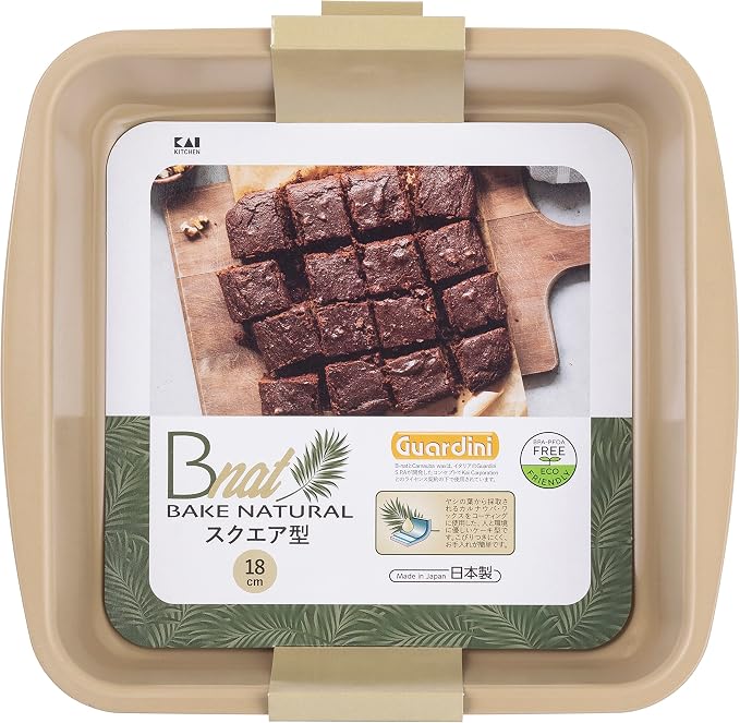 Kai KAI DL7108 Cake Mold, Square Shape, 7.1 inches (18 cm), Square Cake, B-nat BAKE NATURAL, Environmentally Friendly, Carnauba Wax Coating, Made in Japan - Image 3