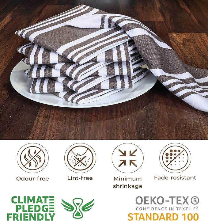 Urban Villa Kitchen Towels Cotton Dish Towels 12”x12” (Set of 8) Grey White - Image 3
