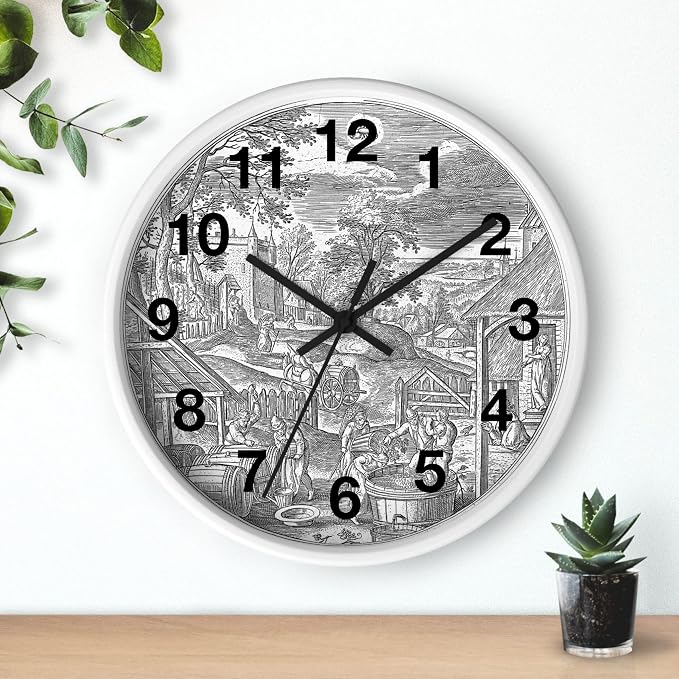 Mozingo ~ Wine Clock for Kitchen Bar Wall It's Wine O'clock Silent Time Gift Home Decor Made In USA, 10" (Hour Marks - Numbers, Clock Frame Color - White, Wine Theme #06) - Image 3