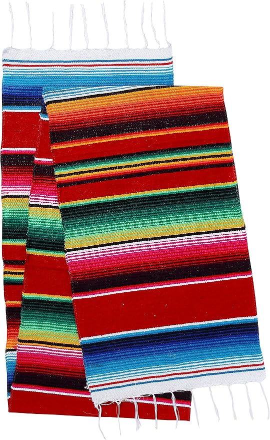 Genuine Mexican Table Runner Saltillo Serape Colorful Striped Sarape Made in Mexico Sold in Different Packs (1, Red) - Image 2