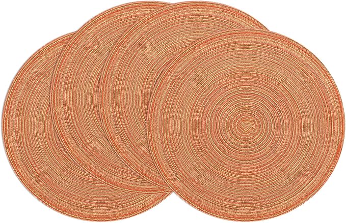 SHACOS Round Placemats Set of 4 Woven Braided Place Mats Table Placemats 15 inch Circle Place Mats Easy to Clean Table Mats Indoor Outdoor, Fall Color Mix by SHACOS