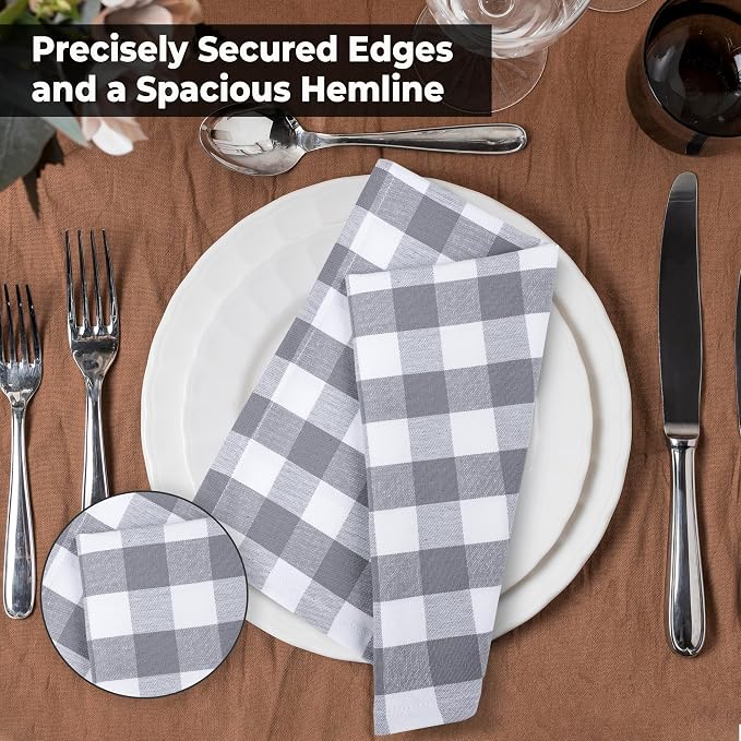 Urban Villa Cloth Napkins Cotton 20x20 (Set of 6) Grey - Image 7