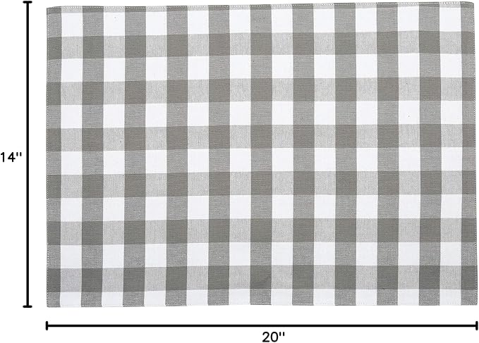 Urban Villa Two Tone Placemat Cotton Tablemat 14x20 (Set of 6) Grey/Wht - Image 6