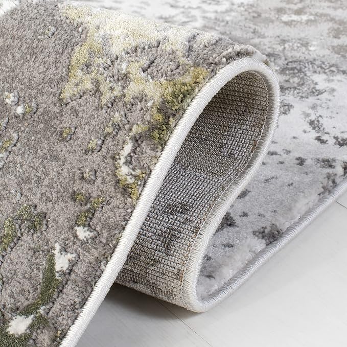 SAFAVIEH Craft Collection Area Rug - 4' Round, Grey & Green, Modern Abstract Design, Non-Shedding & Easy Care, Ideal for High Traffic Areas in Living Room, Bedroom (CFT820Y) - Image 4