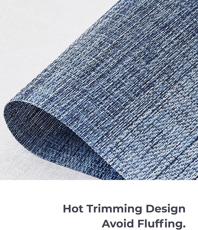 Leetaltree Gradient Blue Woven Placemats Set of 6 - Heat Resistant Non-Slip Place mats for Dining Table, Washable Durable PVC Vinyl Woven Table Mats(Gradient Blue, 6) - Image 7