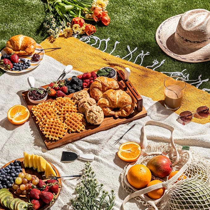 SMIRLY Charcuterie Board Set with Serving Accessories, Large Acacia | Housewarming and Wedding Gift for Women, Perfect for Movie Nights, Gatherings and Serving Cheese, Fruits and Snacks - Image 8