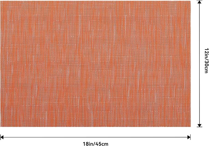 Leetaltree Orange Placemats Set of 6 - Heat Resistant Non-Slip Place mats for Dining Table, Washable Durable PVC Vinyl Woven Table Mats（Orange, 6） - Image 8