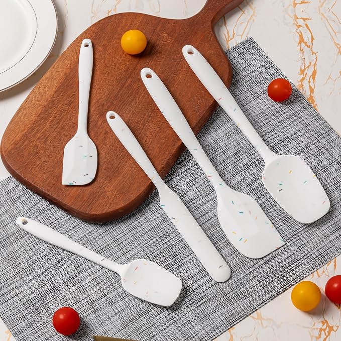 Silicone Spatula Set,5 Piece Food Grade Rubber Spatulas,Candy Color | Spatulas Silicone Heat Resistant for Baking,Cooking,and Mixing High Heat Resistant Non Stick Dishwasher Safe BPA-Free - Image 6