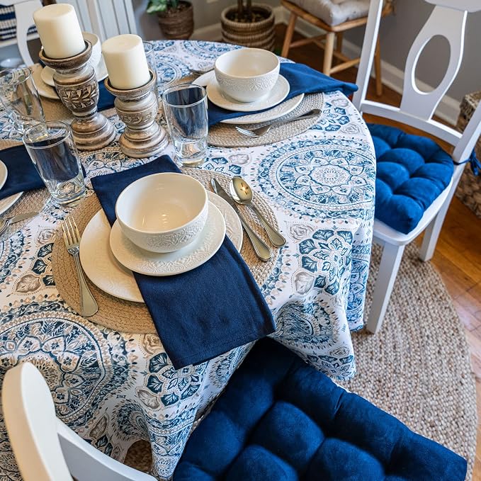 Barnett Home Decor Microsuede Royal Blue Dining Chair Pad with Ties - 15 x 17 Size Small Chair Cushion - Latex Foam Fill Cushion, Reversible, Machine Washable - Microfiber Ultrasuede - Image 7