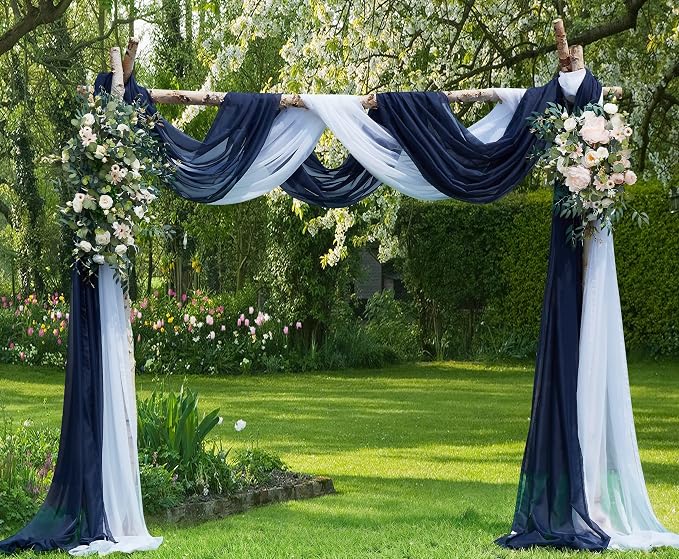 Warm Home Designs 55 x 144 Navy Blue Sheer Window Scarf. AM Navy 144" | Sheer Window Scarves Valances are Great As Wedding Arch Draping Fabric, Bed Canopy Or for Decorative Project. - Image 4