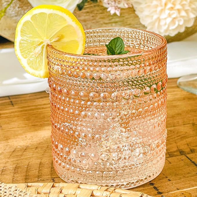 Kate Aspen Rose Gold Cups Pink Hobnail Beaded Drinking Glasses Set of 6-10 oz Vintage Glassware Set Cocktail Glass Set, Juice Glass, Water Cups | Makes A Great Hostess Gift, Gift for New Home Owners - Image 8