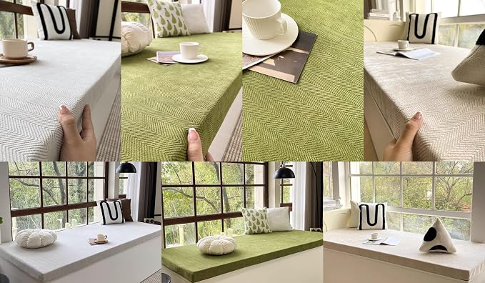 Custom Bay Window Sill Seat Cushion Weaving Texture Chenille Customized Bench Seating Foam Cushions Pad Set for Indoor Furniture, Mudroom Entryway, Dining Room Kitchen Breakfast Nook, Non Slip Bottom - Image 5