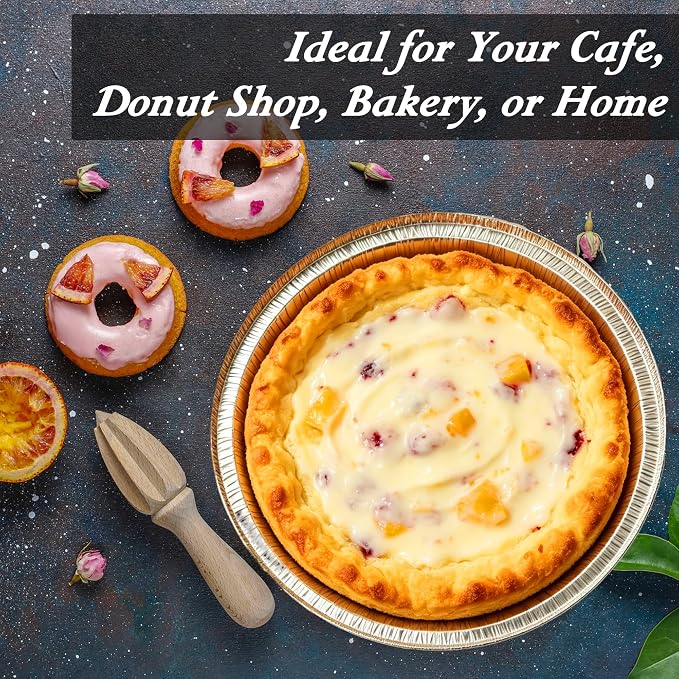 50 Pack 8" Round Aluminum Pans Pie Tins - Disposable Foil Baking Pans for Pies, Pot Pies, Quiche, Tarts and Casseroles, Oven/Freezer Safe Cake Baking Pans - Image 7