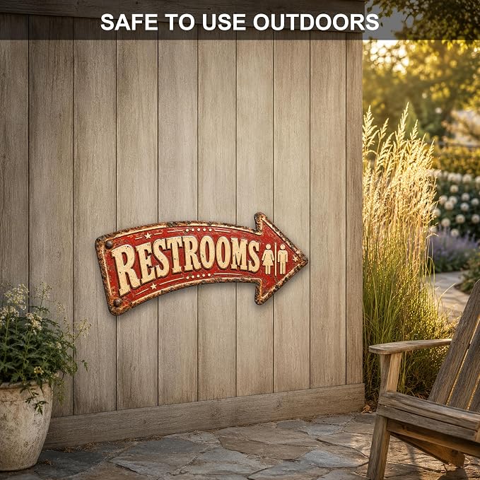 Restrooms Right-Pointing Arrow Sign | powder-coated metal, vintage, durable print, ready to hang - Image 4