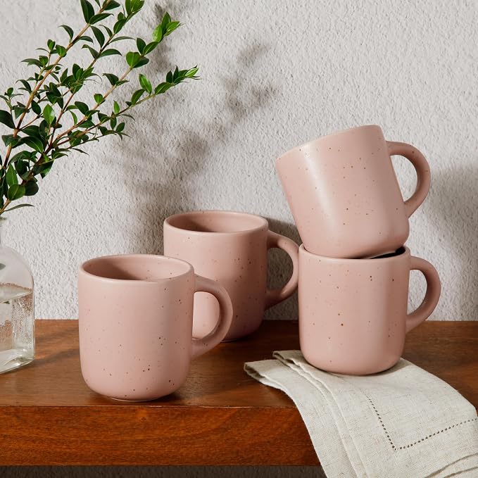 Bloomhouse - Two Time Oprah's Favorite Things Winner - Corsica Clay 4-Piece Mug Set – Prosecco Blush Pink Stoneware Coffee & Tea Cups, Durable Ceramic Drinkware - Image 3