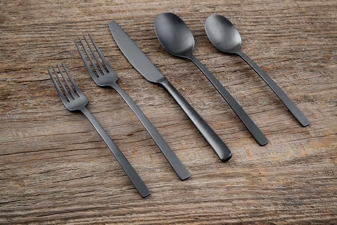 Cambridge Silversmiths Beacon Flatware Set, 18/0 Stainless Steel, Dishwasher Safe, Flatware Collection, Black Satin, 20-Piece, Service for 4 - Image 4