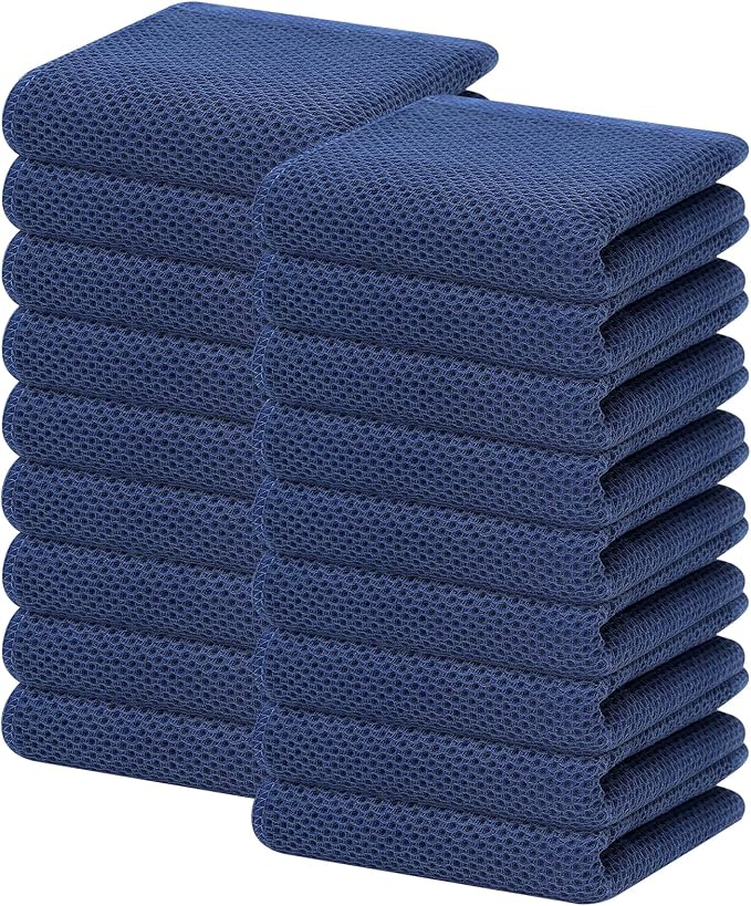 Homaxy 100% Cotton Waffle Weave Kitchen Dish Towels 18-Pack, Navy Blue | 13 x 28 Inches, Ultra Soft Absorbent Dish Towels, Quick Drying Cleaning Towels by Homaxy