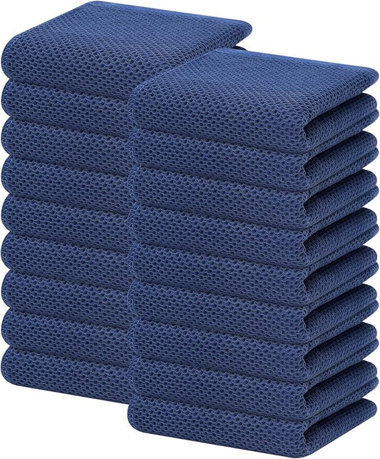 Homaxy 100% Cotton Waffle Weave Kitchen Dish Towels 18-Pack, Navy Blue | 13 x 28 Inches, Ultra Soft Absorbent Dish Towels, Quick Drying Cleaning Towels by Homaxy