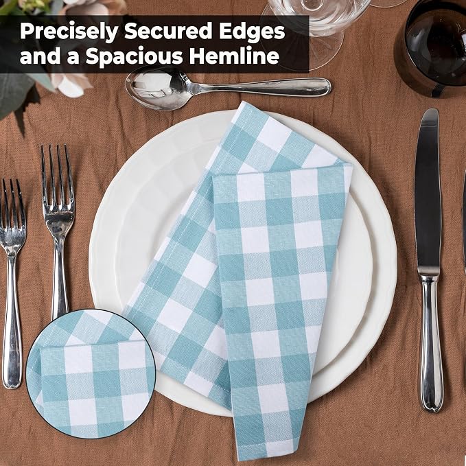 Urban Villa Cloth Napkins Cotton 20x20 (Set of 6) Aqua - Image 6