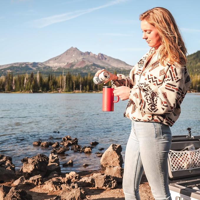 RTIC 16oz Road Trip Travel Mug with Lid and Handle, Ceramic Lined, Flag Red | Stainless Steel Metal, Insulated Travel Cup for Hot and Cold Drinks, Coffee, Car, Camping and Travel - Image 7
