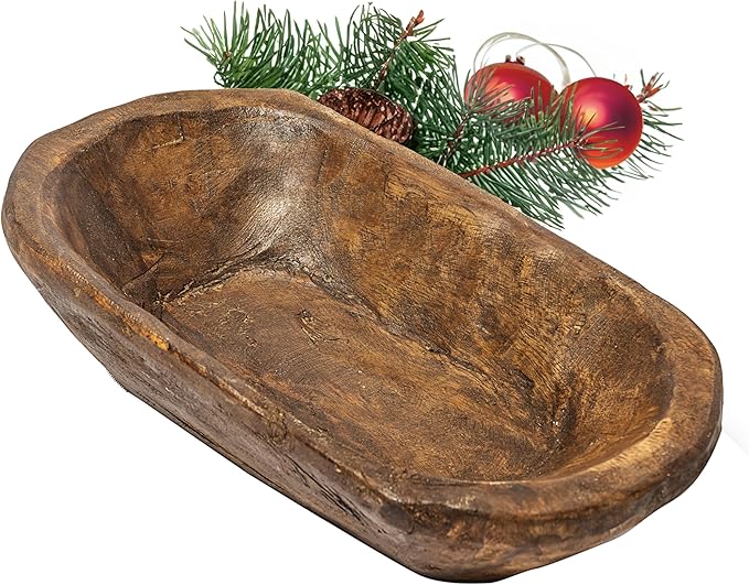 MAINEVENT Decorative Bowl Home Decor Approx 10 Inch, Hand Crafted Wooden Dough Bowl Decor, Wooden, Table Centerpiece Decor Bowl, Wood Decorative Wood Dough Centerpiece, Made in USA
