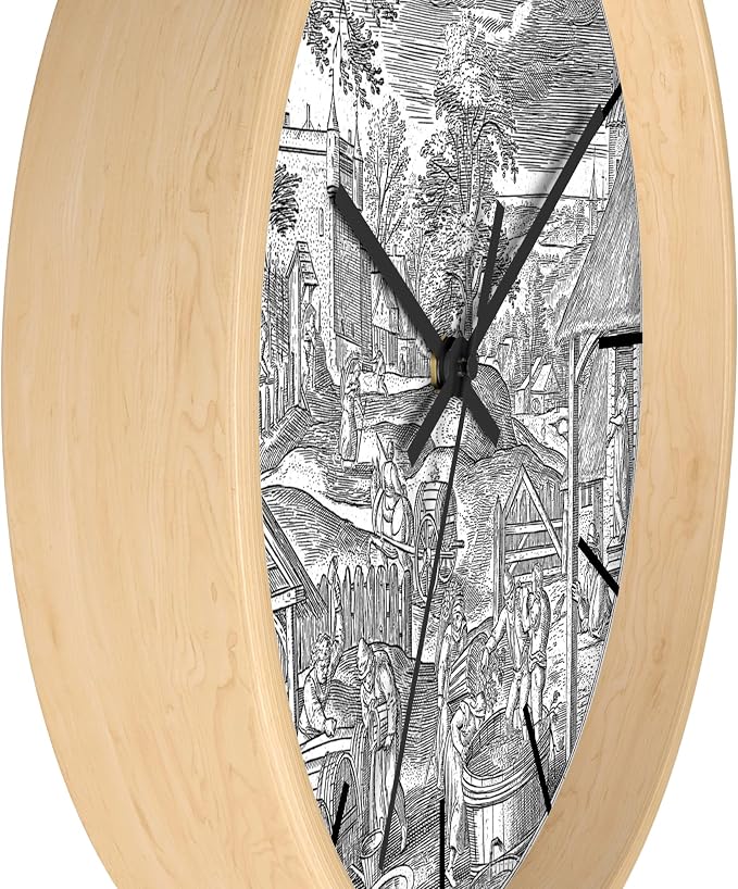 Mozingo ~ Wine Clock for Kitchen Bar Wall It's Wine O'clock Silent Time Gift Home Decor Made In USA, 10" (Hour Marks - Lines, Clock Frame Color - Natural Wood, Wine Theme #06) - Image 2
