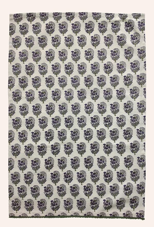 TARAN LIVING Printed Kitchen Dish Bar and Tea Towels Cotton, 18x28 inch with Trims, Cotton Dish Towel Sets (White & Purple, Set of 4) - Image 8