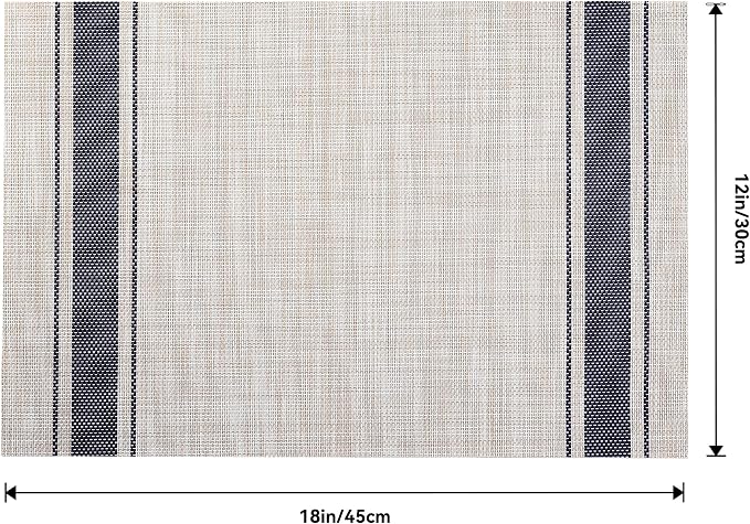 Leetaltree Khaki-Blue Placemats, Heat Resistant Non-Slip Place mats for Dining Table, Washable Durable PVC Vinyl Woven Table Mats (Set of 12) - Image 7