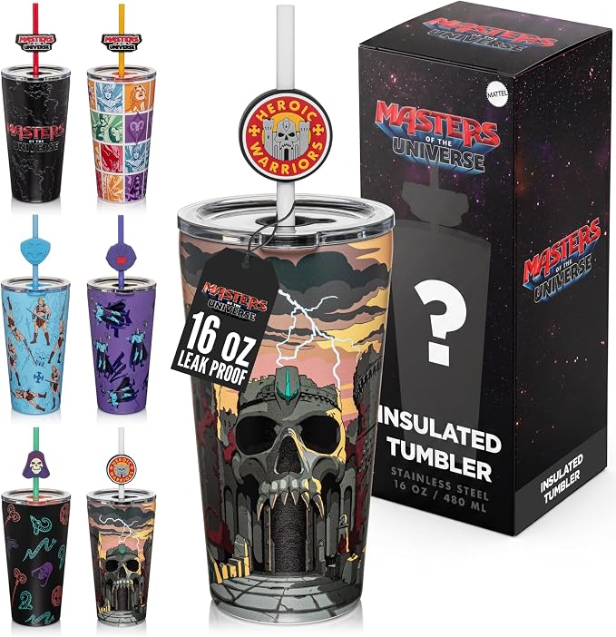 Dragon Glassware x Masters of the Universe (MOTU) Blind Box Tumbler, 16 oz | Vacuum Insulated Stainless Steel Tumbler with Straw & Lid; With Straw Topper; Official Masters of the Universe 2026 Movie Cup by DragonGlassware