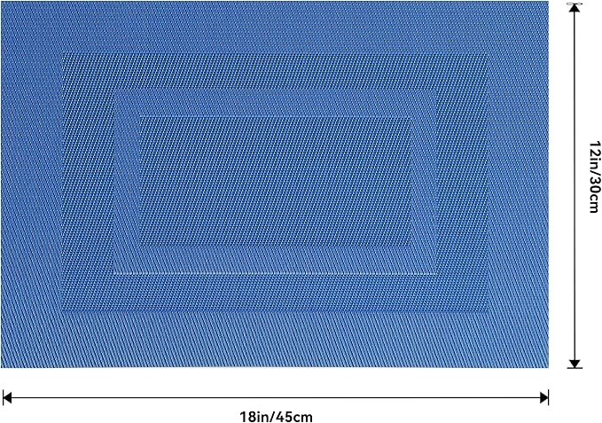 Leetaltree Blue Frame Placemats Set of 8 - Heat Resistant Non-Slip Place mats for Dining Table, Washable Durable PVC Vinyl Woven Table Mats（Blue Frame, 8） - Image 9