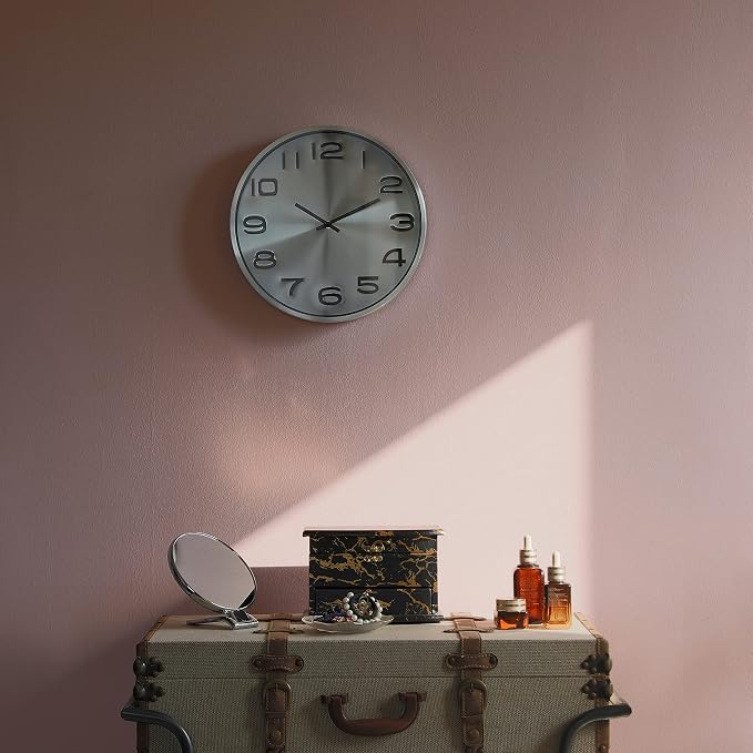 Clockswise Modern Decorative Aluminum Round Wall Clock for Living Room, Kitchen, Dining Room, Silver - Image 7