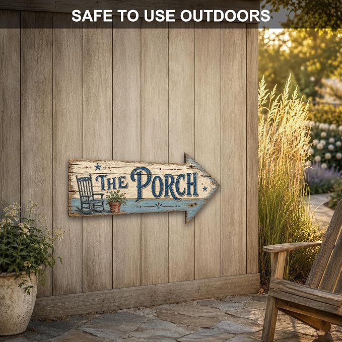 The Porch Right-Pointing Arrow Sign | barnwood look, rustic, durable print, ready to hang - Image 4