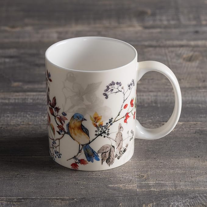 Maison d' Hermine Coffee Mug with Handles Tea Cups (12 Ounce, Pack of 1) | Fine Bone China Coffee Mugs for Hot Beverages Cappuccino Latte Home Restaurant Spring Summer -Equinoxe - Beige - Sparrows - Image 7