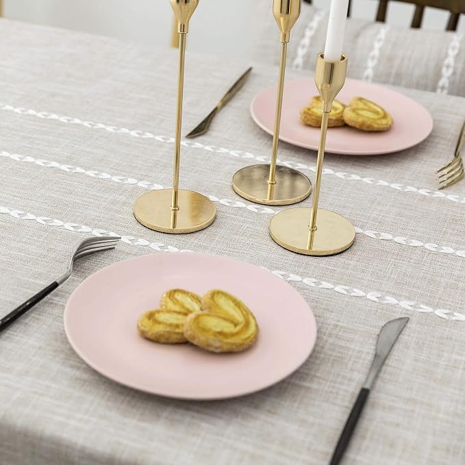 Home Brilliant Dining Table Cloth Linen Tablecloth Rectangular Table Cloths for Rectangle Tables 6 Foot for Kitchen Dinning Striped Tabletop Decoration (52 x 72 Inch, Light Linen) - Image 7