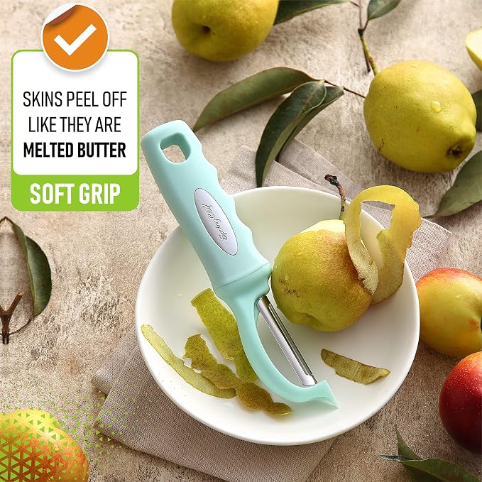 Spring Chef Swivel Vegetable Peeler for Kitchen w/Soft Grip Handle, Mint | Premium Potato Peeler w/ Ultra Sharp Stainless Steel Blades, Multifunctional Veggie Peeler for Apple, Carrot, Cucumber, Fruit - Image 4