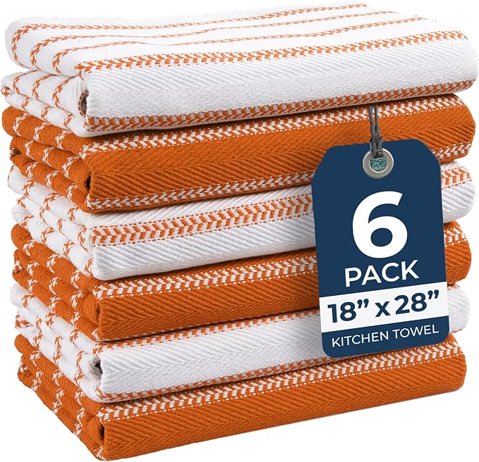 LANE LINEN Kitchen Towels Set – Pack of 6 Cotton Dish Towels, 18”x28”, Absorbent & Quick-Drying Tea Towels for Drying Dishes – Rust by LaneLinen