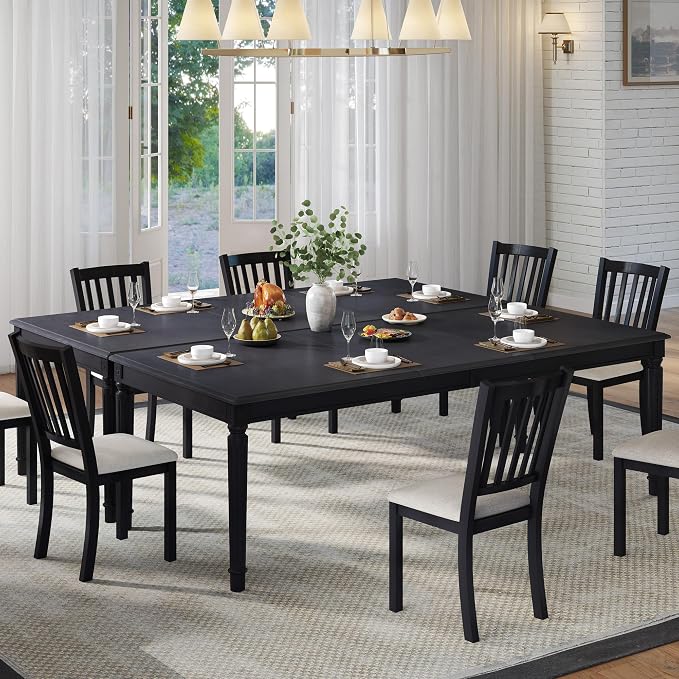AMERLIFE 79" Farmhouse Solid Wood Dining Table with Roman Legs, Grey | Large Rectangular Tabletop, Roman Conical Legs, Solid Wood Construction, Seating for 6 to 8 - Image 7